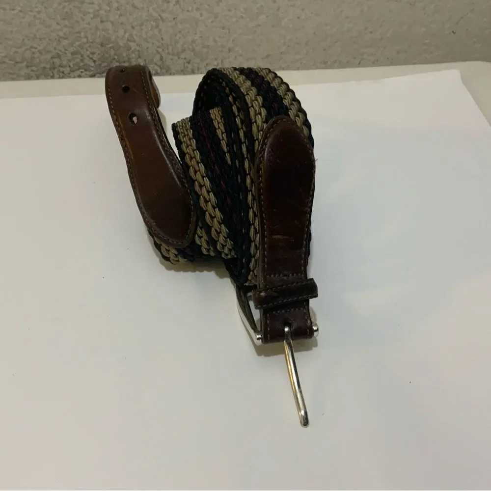 Brighton Belt Size L Unisex Leather Elastics Silver Buckle Fashion Adjustable